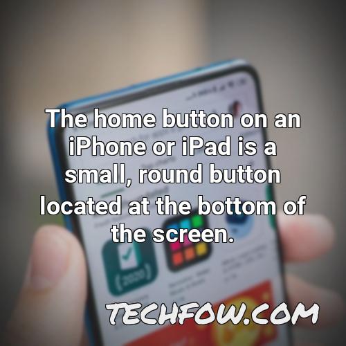 the home button on an iphone or ipad is a small round button located at the bottom of the screen