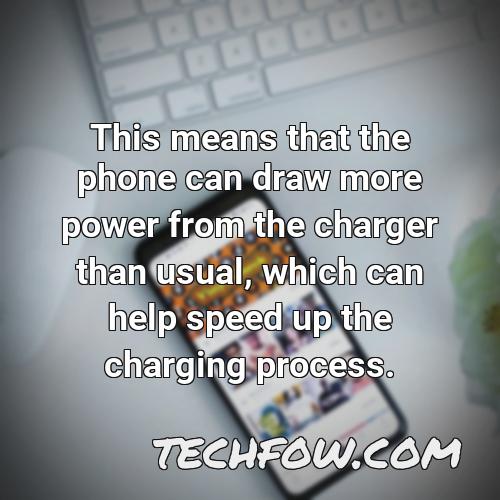 this means that the phone can draw more power from the charger than usual which can help speed up the charging process